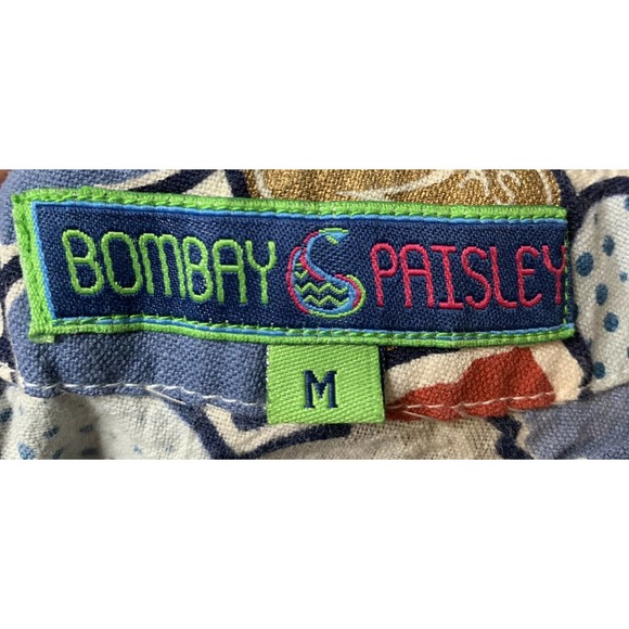 BOMBAY PAISLEY Cropped Short Sleeve Linen Blouse M - Picture 5 of 8